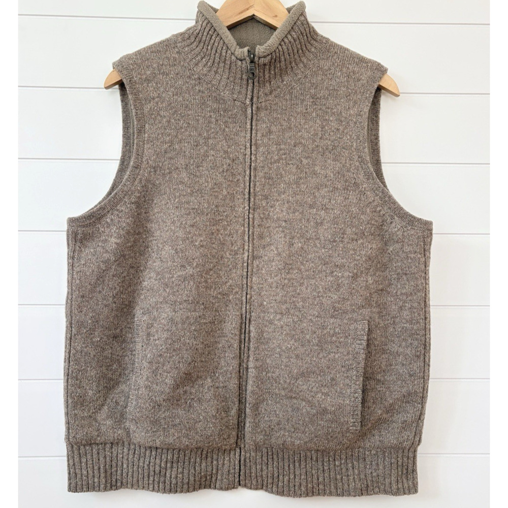 Pendleton Shetland Wool Zip Front Sweater Vest Fleece Lined Beige Tan Medium - Picture 4 of 16